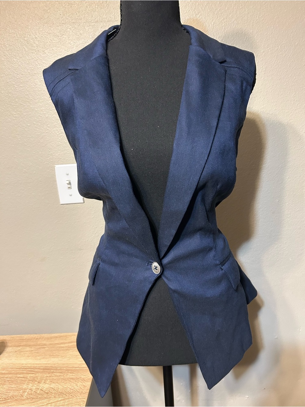 White House Black Market Navy Sleeveless Blazer